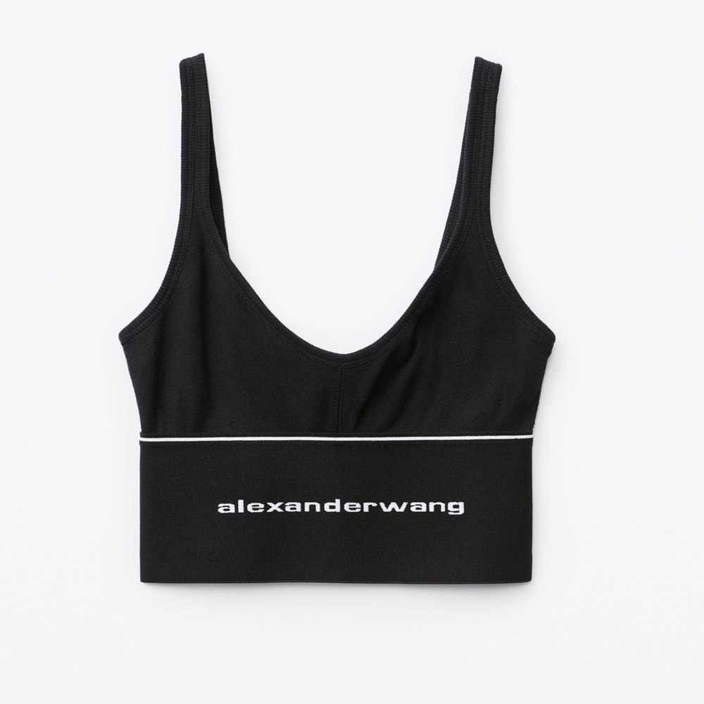 Alexander Wang black RIBBED BRA LOGO ELASTIC